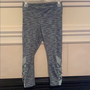 Blue and black striped yoga pants